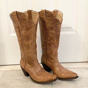 Idyllwind Tan Leather Faux Snakeprint Western Boots Size 8